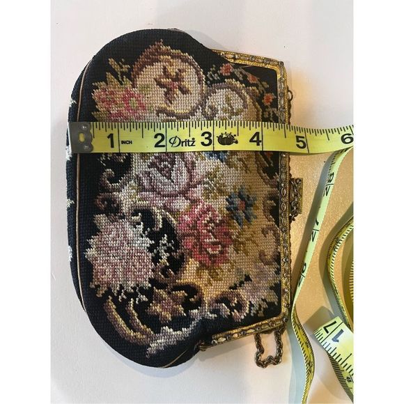 Vintage Petite Point Embroidered Needlepoint Floral Regency Core Petite Point Ha - Picture 6 of 10